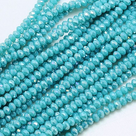 Electroplate Opaque Solid Color Crystal Glass Rondelle Beads Strands EGLA-F049A-10AB-1