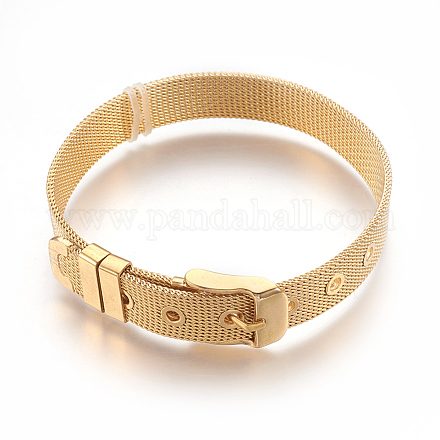 304ステンレス製の時計バンド  ベルトフィットスライドのチャームを見て  黄金メッキ  8-1/2インチ（21.5cm）  10mm WACH-P015-02G-1