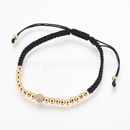 Bracelets de perles tressés en laiton réglables BJEW-JB03777-01-1
