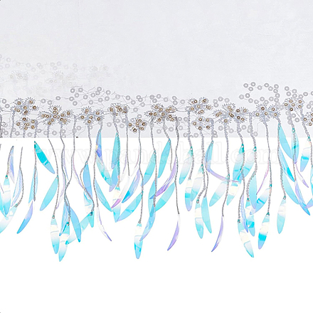 BENECREAT 1.8m/2 Yards Sequins Mesh Floral Lace Ribbon DIY-BC00055-50-1