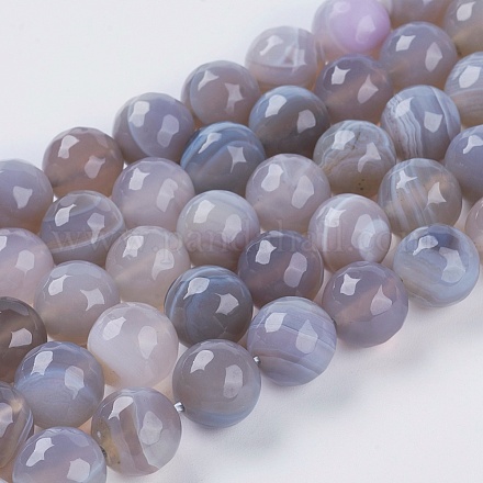 Chapelets de perles en agate à rayures naturelles/agates à bandes X-G-G581-10mm-09-1