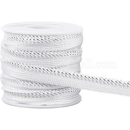 BENECREAT 10 Yard/9m Metalic Silver Cord-Edge Piping Trim (10mm) Silver Flat Filigree Ribbon Braid for Dress Costume Sewing OCOR-BC0002-16A-1