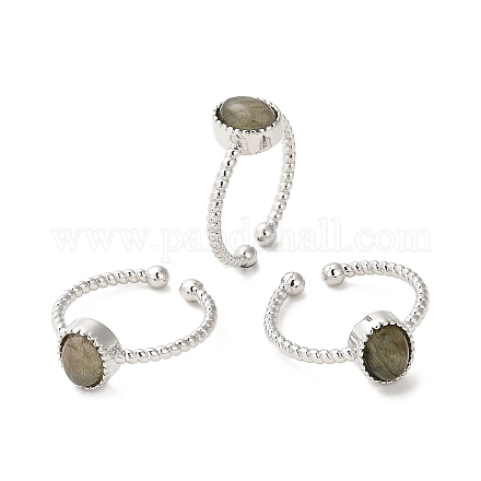 Открытый браслет-манжета из натурального лабрадорита RJEW-M166-04P-F-1