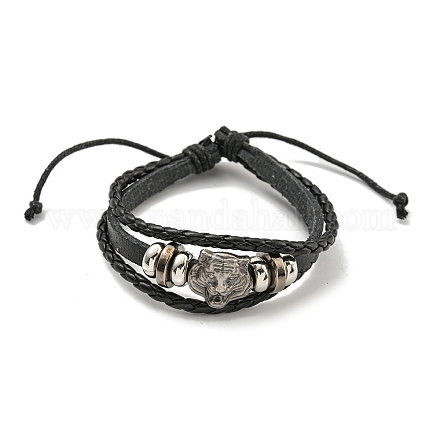 Трехслойные многожильные браслеты со шнуром из искусственной кожи BJEW-P329-04B-AS-1