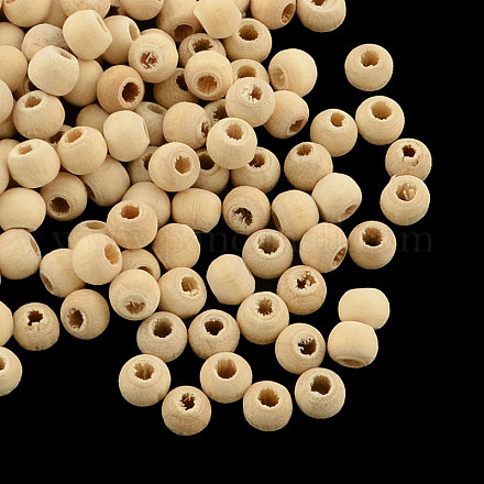 Undyed Natural Wood Round Beads WOOD-R253-13-LF-1