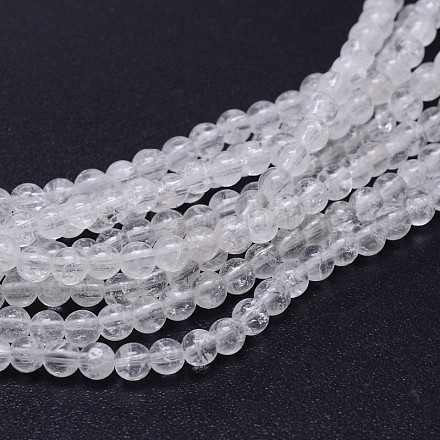 Natural Quartz Crystal Round Beads Strands X-G-J303-01-6mm-1