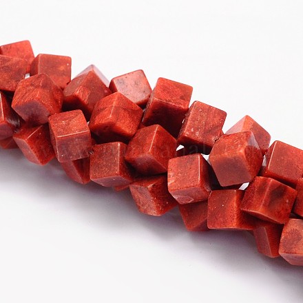 Synthetic Grass Coral Cube Beads Strands CORA-E030-02-1