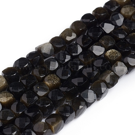 Natürliche goldenen Glanz Obsidian Perlen Stränge G-E560-A11-4mm-1