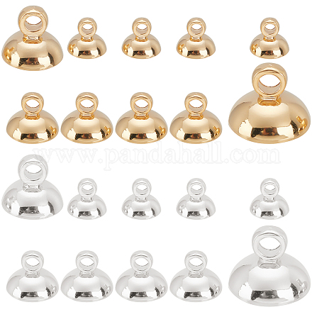 SUNNYCLUE 1 Box 40Pcs 4 Style 24K Gold Plated Bead Cap Pendant Bails Ball Pendant End Caps Bead Cap Bails Connector Findings for Jewelry Making Beginners Women Earring Necklace DIY Craft Supplies KK-SC0002-51-1