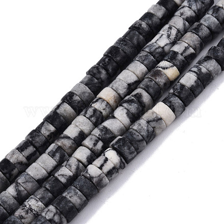Fili di perline di pietra naturale nera naturale G-N326-148D-1