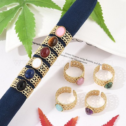 Открытые полые манжетные кольца из нержавеющей стали 304 RJEW-Z078-12G-1