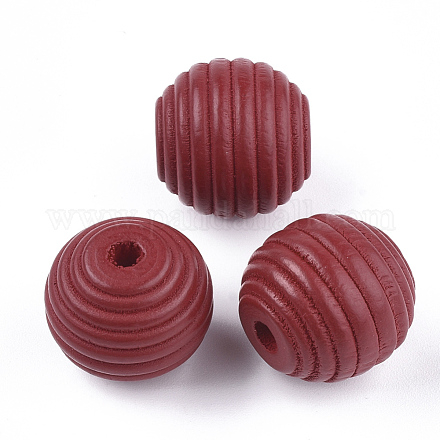 Painted Natural Wood Beehive Beads WOOD-S049-04B-06-1