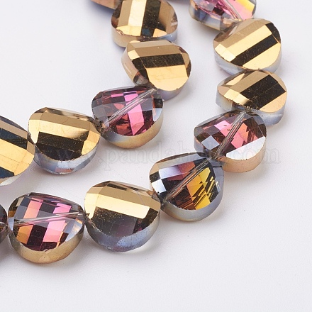 Electroplate Crystal Glass Flat Round Beads Strands EGLA-F062B-09-1
