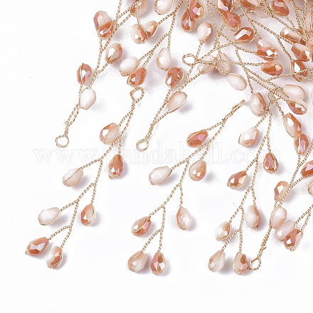Semillas de vidrio perlas grandes colgantes envueltos en alambre X-FIND-S306-14F-1