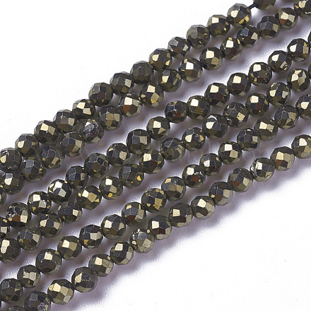 Natürliche Pyrit Perlen Stränge G-F596-38-3mm-1