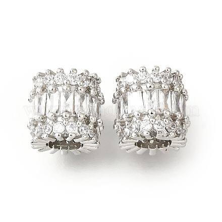 Колонна латунные микропаве прозрачные кубические цирконии европейские бусины KK-V008-17P-1