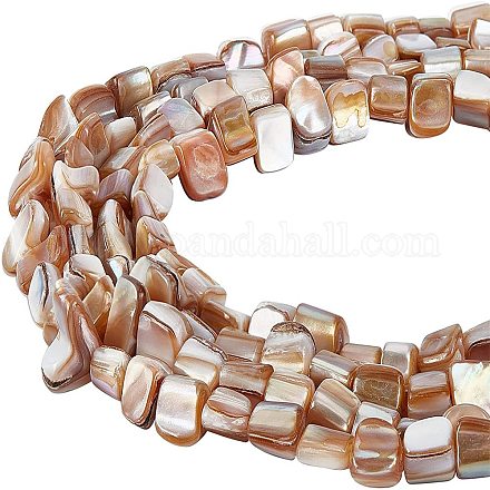 CHGCRAFT 54~57pcs/Strand 5 Strands Irregular Natural Healing Energy Beads Free-Form Irregular Natural Mother-of-Pearl Beads SHEL-CA0001-09-1