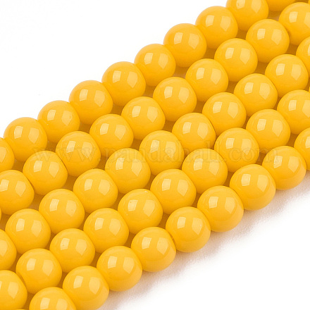 Chapelets de perles en verre opaque de couleur unie GLAA-T032-P4mm-08-1