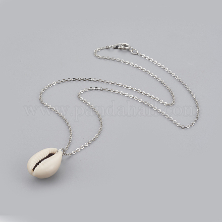 Colliers pendentif perles cauris NJEW-JN02284-1