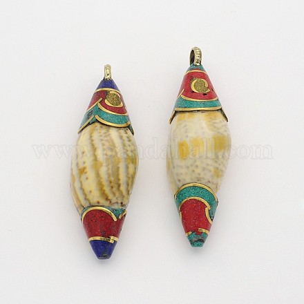 Handmade Tibetan Style Rice Pendants TIBEP-M033-04-1