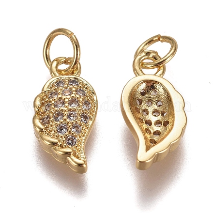 Brass Micro Pave Clear Cubic Zirconia Charms ZIRC-G153-25G-1