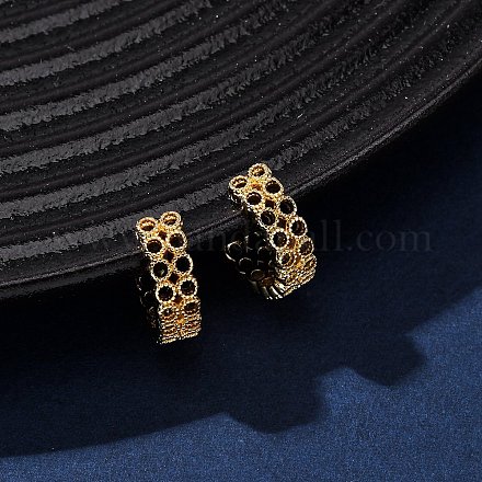 Латунные серьги-каффы в форме буквы С EJEW-D332-05B-G-1