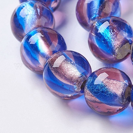 Chapelets de perles de feuille d'argent en verre LAMP-F009-12A-1