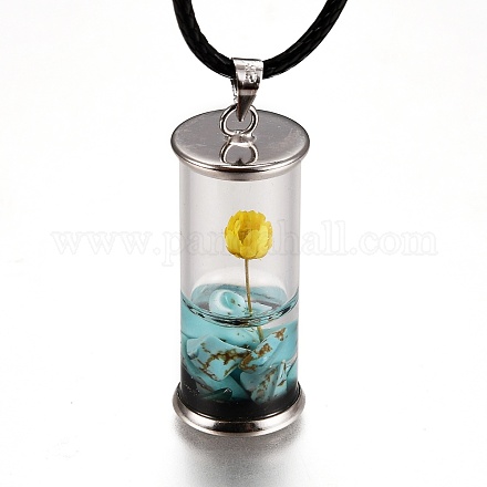 Glas Flasche wünschend Anhänger Lederband Halsketten NJEW-Z009-A06-1