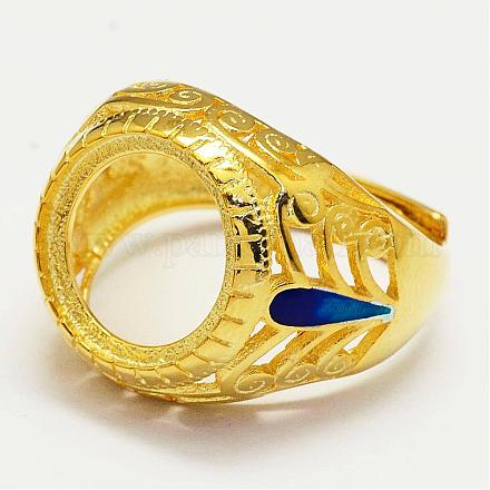 純銀製エナメル指輪のセッティング  ゴールドカラー  18mm  13ミリメートルフラットラウンドカボションカットのために合います STER-D031-006G-1