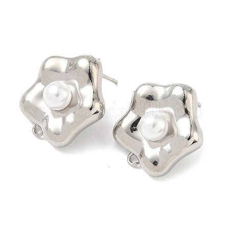 Фурнитура для сережек-гвоздиков из латуни и пластика с жемчугом KK-G547-06P-1