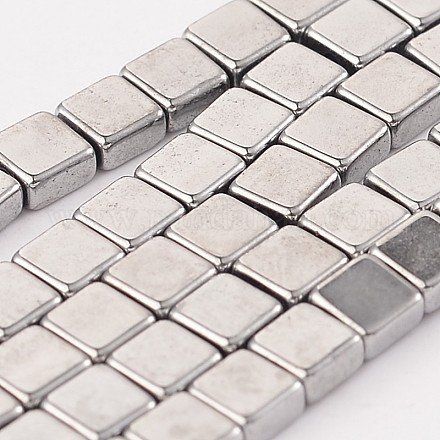 Electroplate Non-magnetic Synthetic Hematite Square Bead Strands G-L368-02D-1