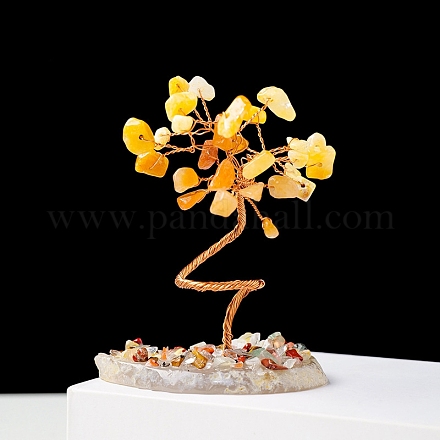 Chips de piedras preciosas naturales y decoraciones de exhibición de pedestal de jade topacio natural G-PW0004-24F-1