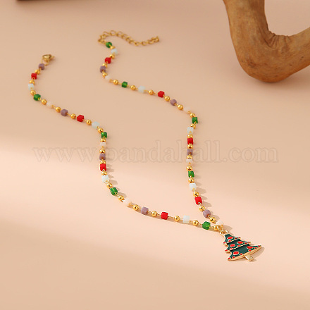 Рождественский кулон из сплава и латуни с красной и зеленой эмалью FS-WGF8F07-06-1