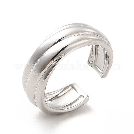 304 anello per polsino aperto scanalato in acciaio inossidabile da donna RJEW-F131-14P-1