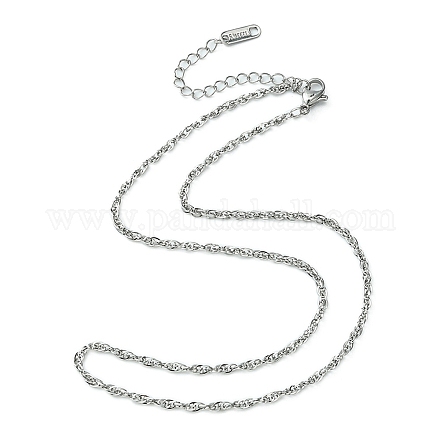 304 collier chaîne de corde en acier inoxydable pour homme femme NJEW-YW0001-08-1