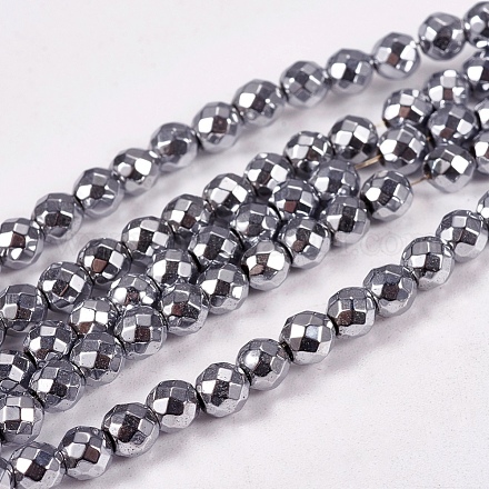 Chapelets de perles en hématite synthétique sans magnétiques X-G-J169B-4mm-02-1