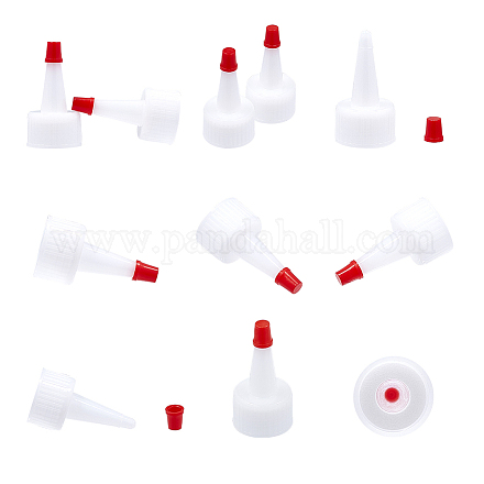 PandaHall 50 Pack Red-Tip Caps Plastic Bottle Caps Yorker Dispensing Cap with Red Seal Replacement Caps for Squeeze Bottles Glue Bottles DIY-PH0026-47-1
