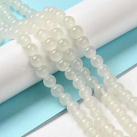 Backen gemalt Nachahmung Jade Glas runden Perle Stränge X-DGLA-Q021-8mm-01-1