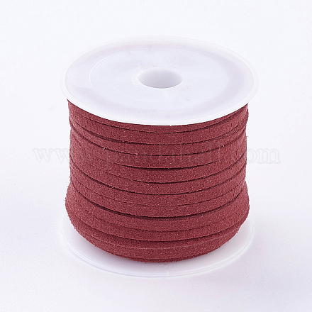 3x1.5 mm rouge faux plat daim cordon X-LW-R003-22-1