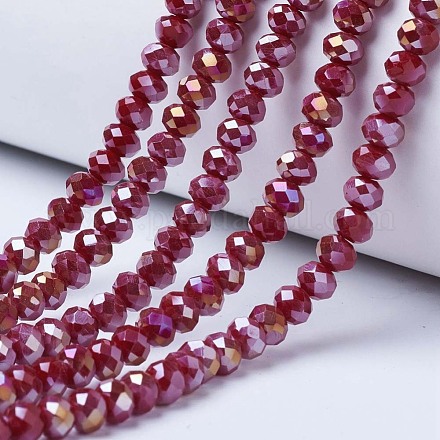 Chapelets de perles en verre électroplaqué EGLA-A034-P4mm-B04-1
