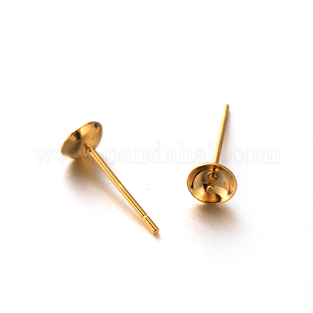 304 Stainless Steel Post Stud Earring Findings for Half Drilled Beads STAS-E088-14-5mm-1