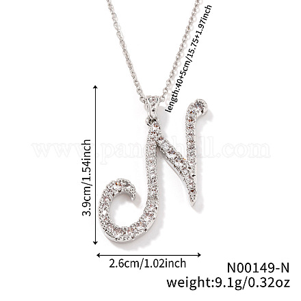 Элегантные модные латунные ожерелья с подвеской в виде алфавита из микропаве из прозрачных кубических цирконий OI8825-10-1