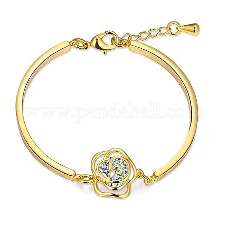 Laiton gracieuse zircone cubique lien de fleur bracelets BJEW-BB10785-A-1