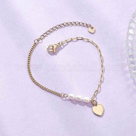 Латунные сердца шарм браслеты BJEW-JB12712-1