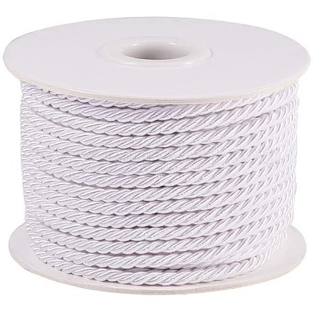 JEWELEADER White Craft Nylon Rope 1/8 inch 65 Feet Twisted Decor Trim Cord Multipurpose Utility Nylon Thread Cord for Jewelry Making Knot Rosaries Upholstery Curtain Tieback Honor Cord 3mm NWIR-PH0001-06B-1