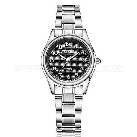ファッションシンプルなカップルの腕時計  女性用ステンレススチール防水クォーツ腕時計  合金の腕時計ヘッド付き  ブラック  プラチナ  周囲：190ミリメートル WACH-BB19227-01-1