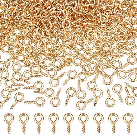 UNICRAFTALE 300pcs Golden 304 Stainless Steel Screw Eye Pin Peg Bails Small Screw Eye Pins Clasps Hooks for Half Drilled Beads Bails Pin Pendants Metal Pin Eye Screws Connectors for Jewelry Making STAS-UN0043-46-1