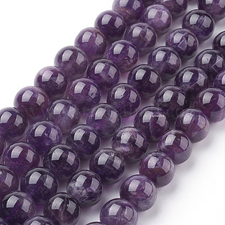 Chapelets de perles en améthyste naturelle X-G-G099-12mm-1-1
