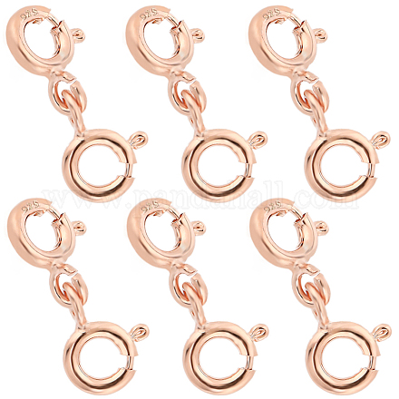 SUNNYCLUE 1 Box 6Pcs Necklace Lobster Clasps 925 Sterling Silver Double Opening Lobster Claw Clasps Rose Gold Lobster Clasp Extenders 0.6inch Small Shortener Bracelets Extension for Jewelry Clasps STER-SC0001-22RG-1