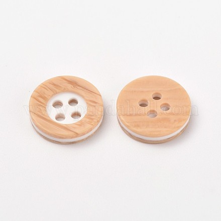 Flat Round 4-Hole Resin Buttons BUTT-N011-04B-1
